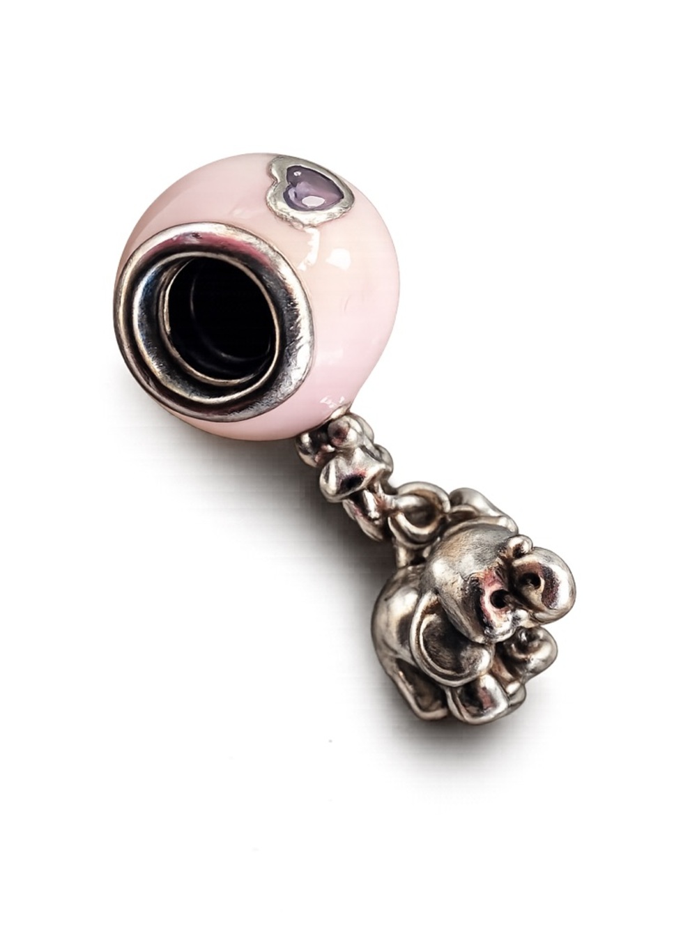 Pandora Retired Elephant & Balloon Dangle Charm Baby Girl Pink Sterling Silver - Picture 3 of 6